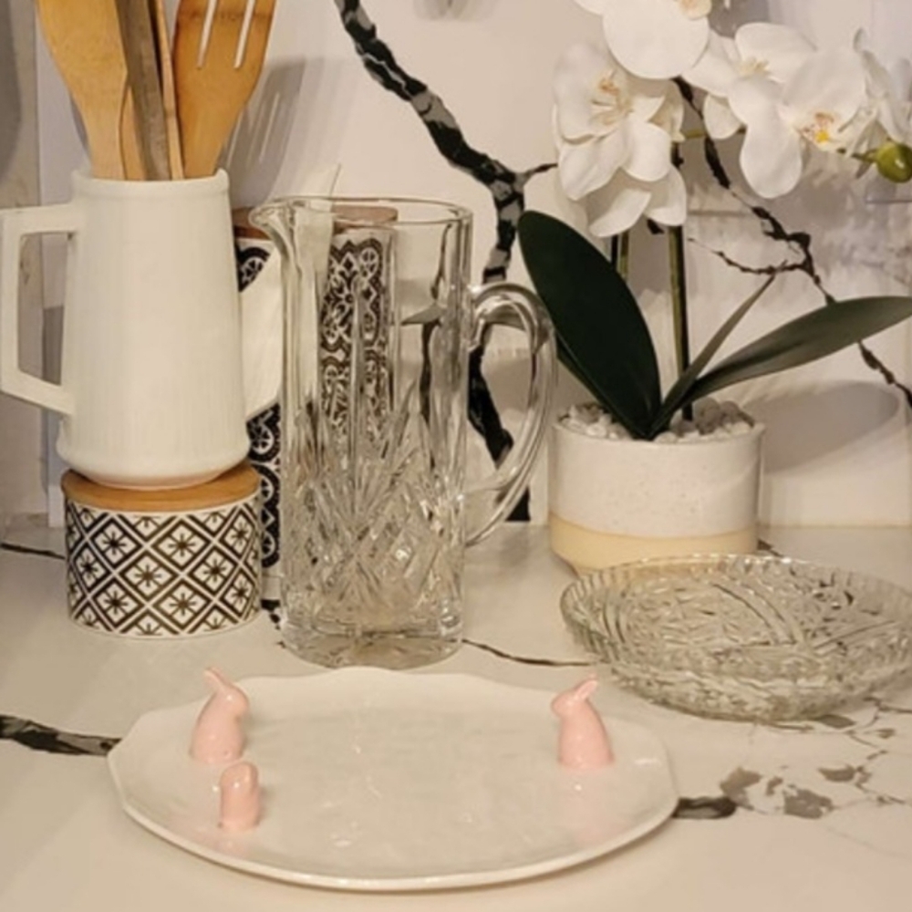 Hampton House's Porcelain Pink Bunny Rabbit Sweets Plate by Bread and Butter